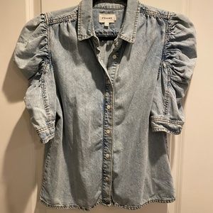 Frame Denim button up blouse w/ statement sleeves..